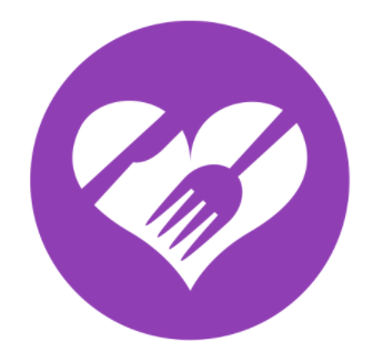  Logo: a heart with a fork and spoon inside.