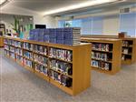 Bookshelves in the PHS library 