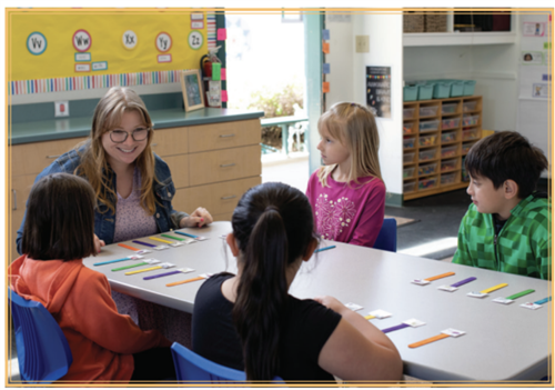 Reading teacher with students